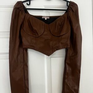 Bailey Rose Brown Faux Leather top